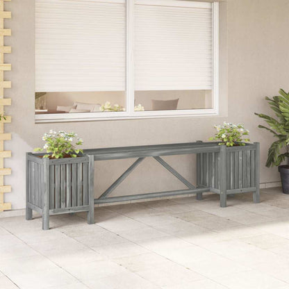 vidaXL Garden Bench with 2 Planters 150cm Solid Acacia Wood Grey 1