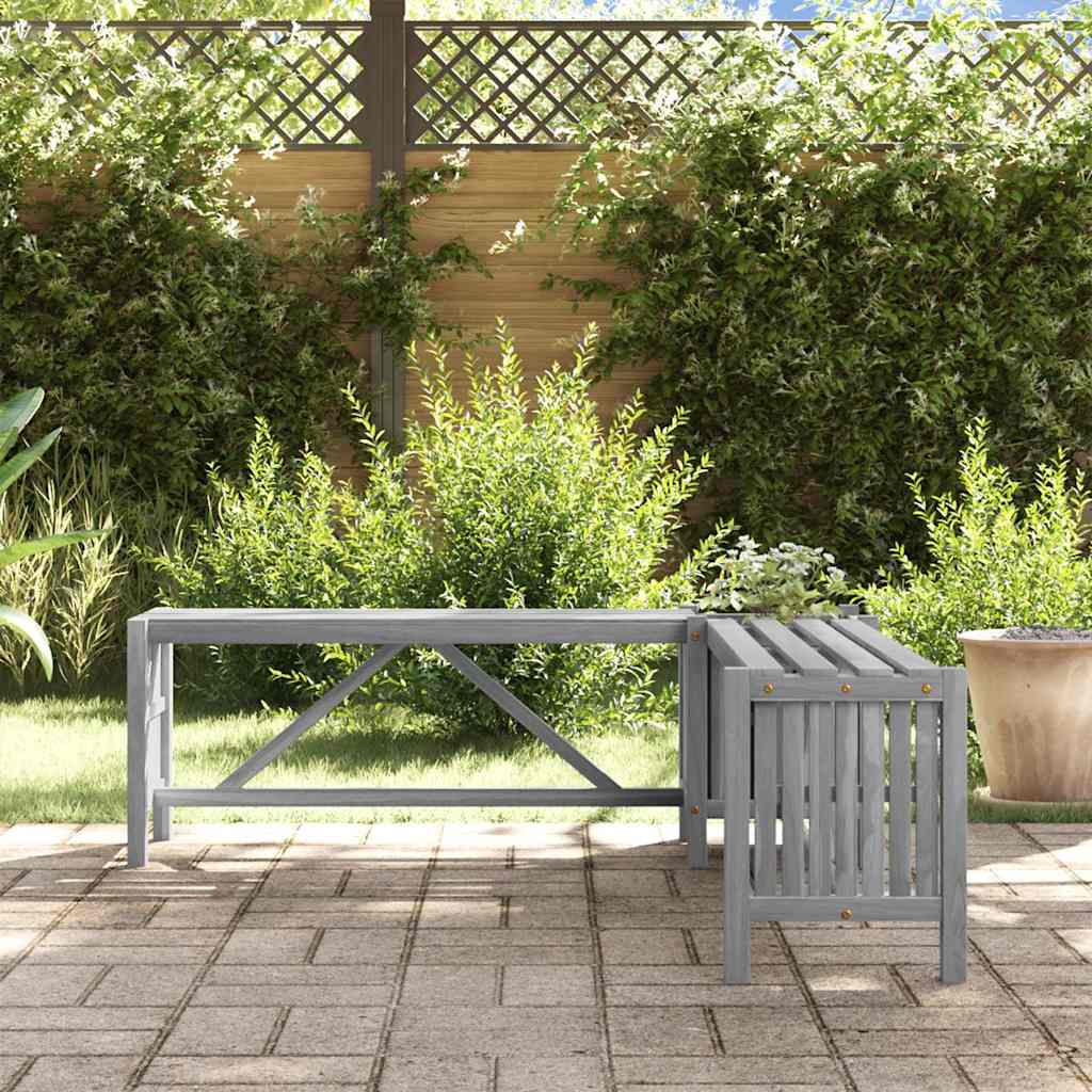 vidaXL Garden Corner Bench with Planter 117cm Solid Acacia Wood Grey 3