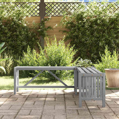 vidaXL Garden Corner Bench with Planter 117cm Solid Acacia Wood Grey 3