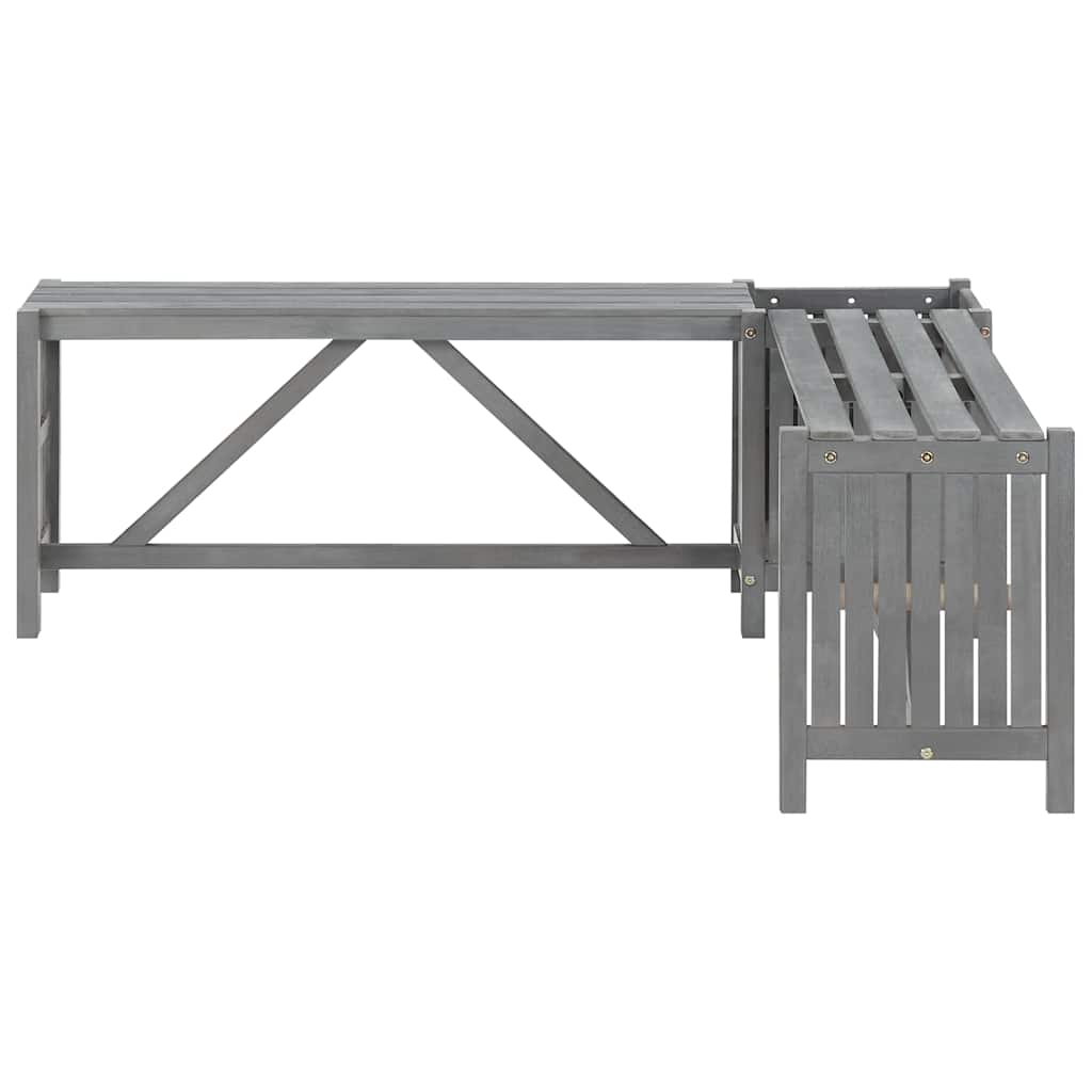 vidaXL Garden Corner Bench with Planter 117cm Solid Acacia Wood Grey 4