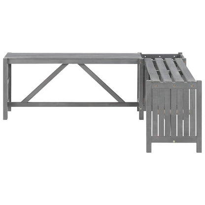 vidaXL Garden Corner Bench with Planter 117cm Solid Acacia Wood Grey 4