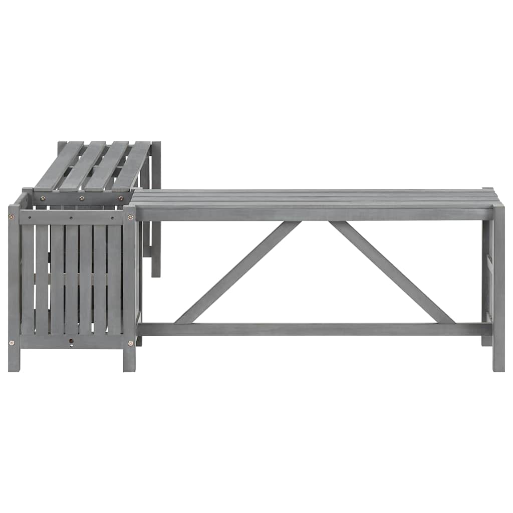 vidaXL Garden Corner Bench with Planter 117cm Solid Acacia Wood Grey 5