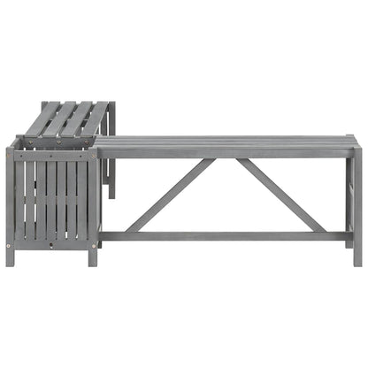 vidaXL Garden Corner Bench with Planter 117cm Solid Acacia Wood Grey 5