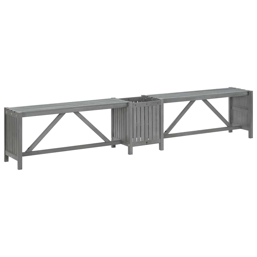 vidaXL Garden Corner Bench with Planter 117cm Solid Acacia Wood Grey 6