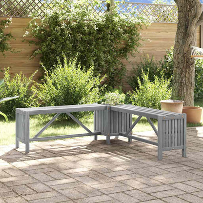 vidaXL Garden Corner Bench with Planter 117cm Solid Acacia Wood Grey 1