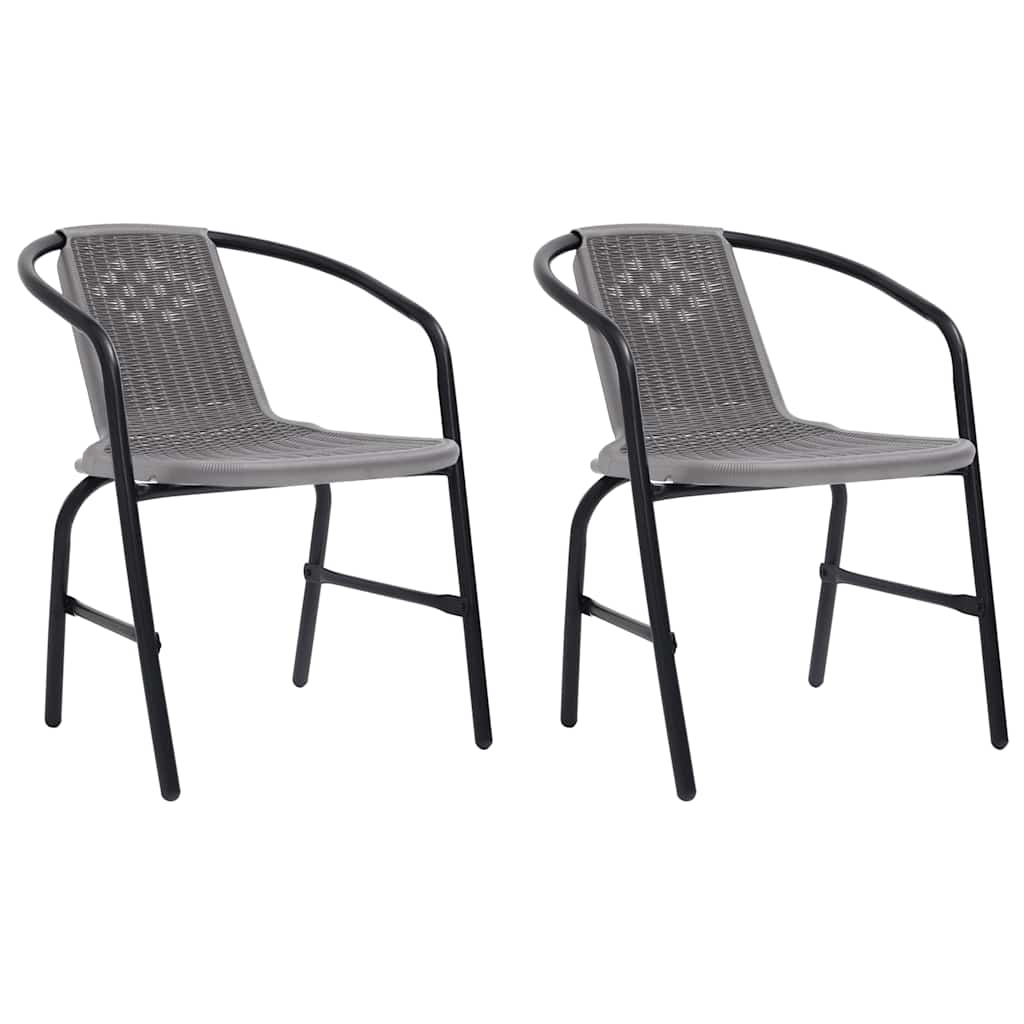 vidaXL Garden Chairs 2 pcs Plastic Rattan and Steel 110 kg 1