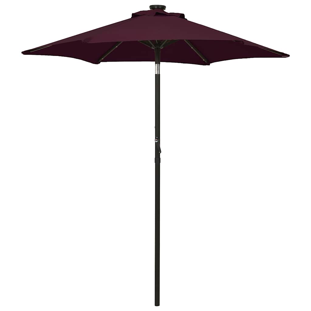 vidaXL Garden Parasol with LED Lights Bordeaux Red 200x211cm Aluminium 1