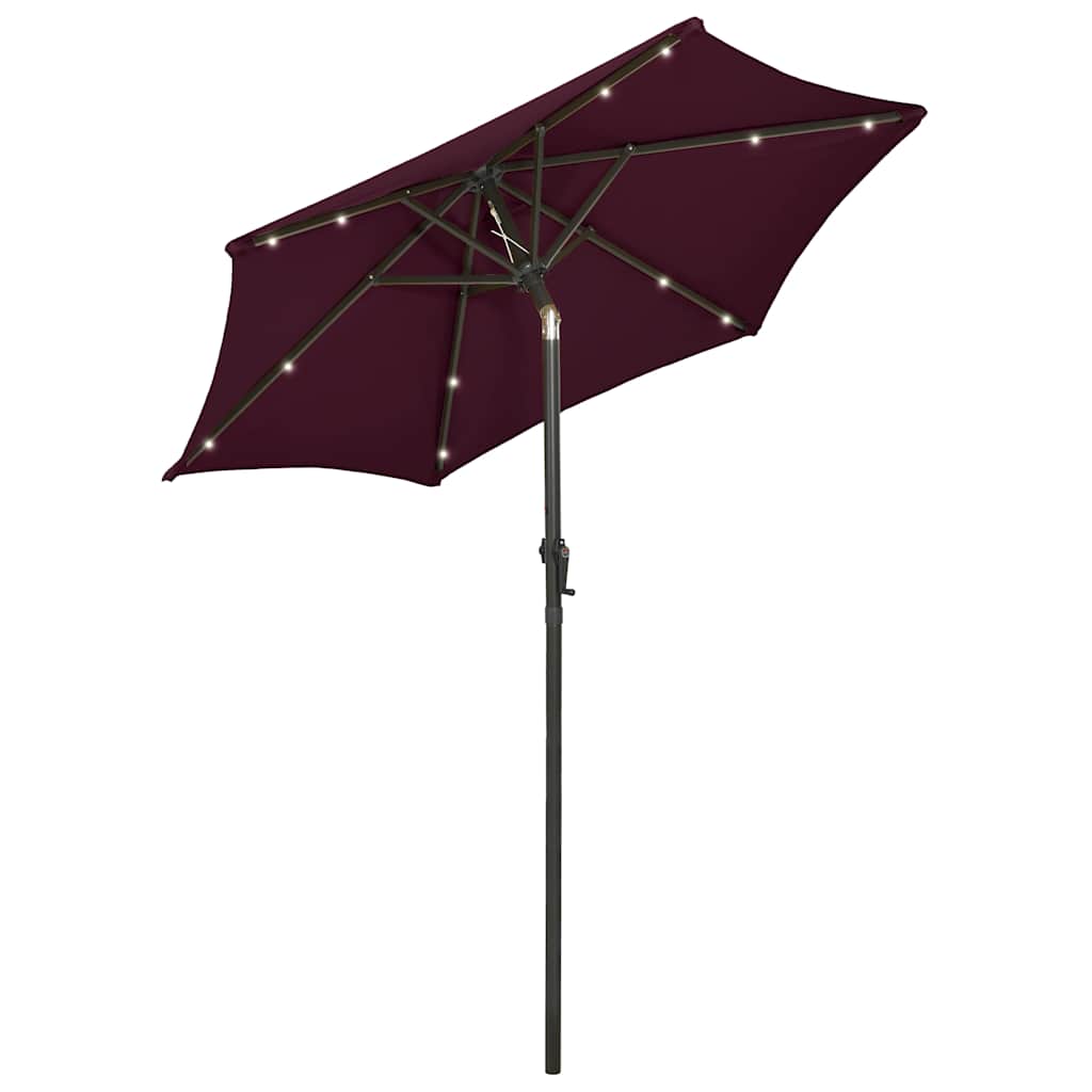 vidaXL Garden Parasol with LED Lights Bordeaux Red 200x211cm Aluminium 6