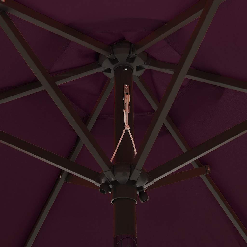 vidaXL Garden Parasol with LED Lights Bordeaux Red 200x211cm Aluminium 2
