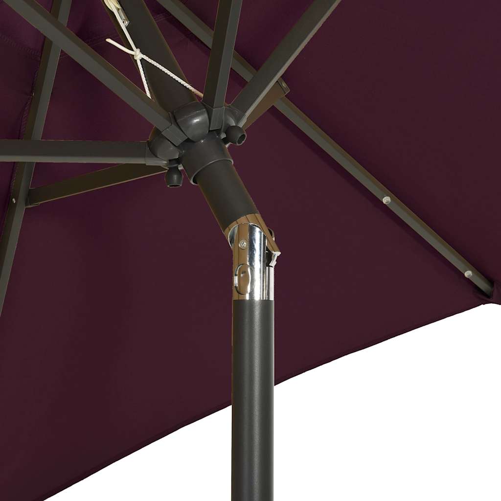 Garden Parasol with LED Lights 200x211 cm Aluminium Bordeaux red