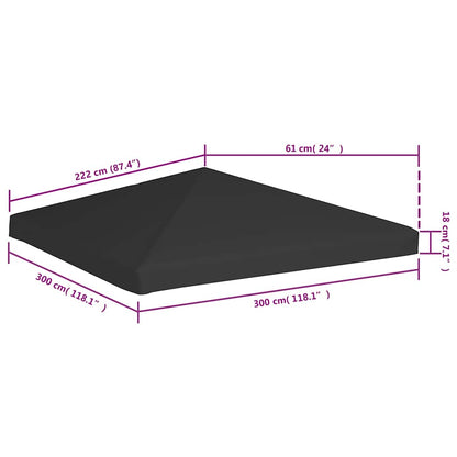 vidaXL Gazebo Top Cover 270 g/m² 3x3 m Black 6