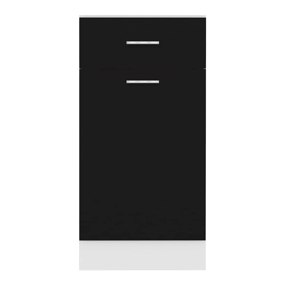 Kitchen Base Cabinet "Lyon" Engineered Wood Black 1x bottom cabinet (1 door 1 drawer) 40 cm