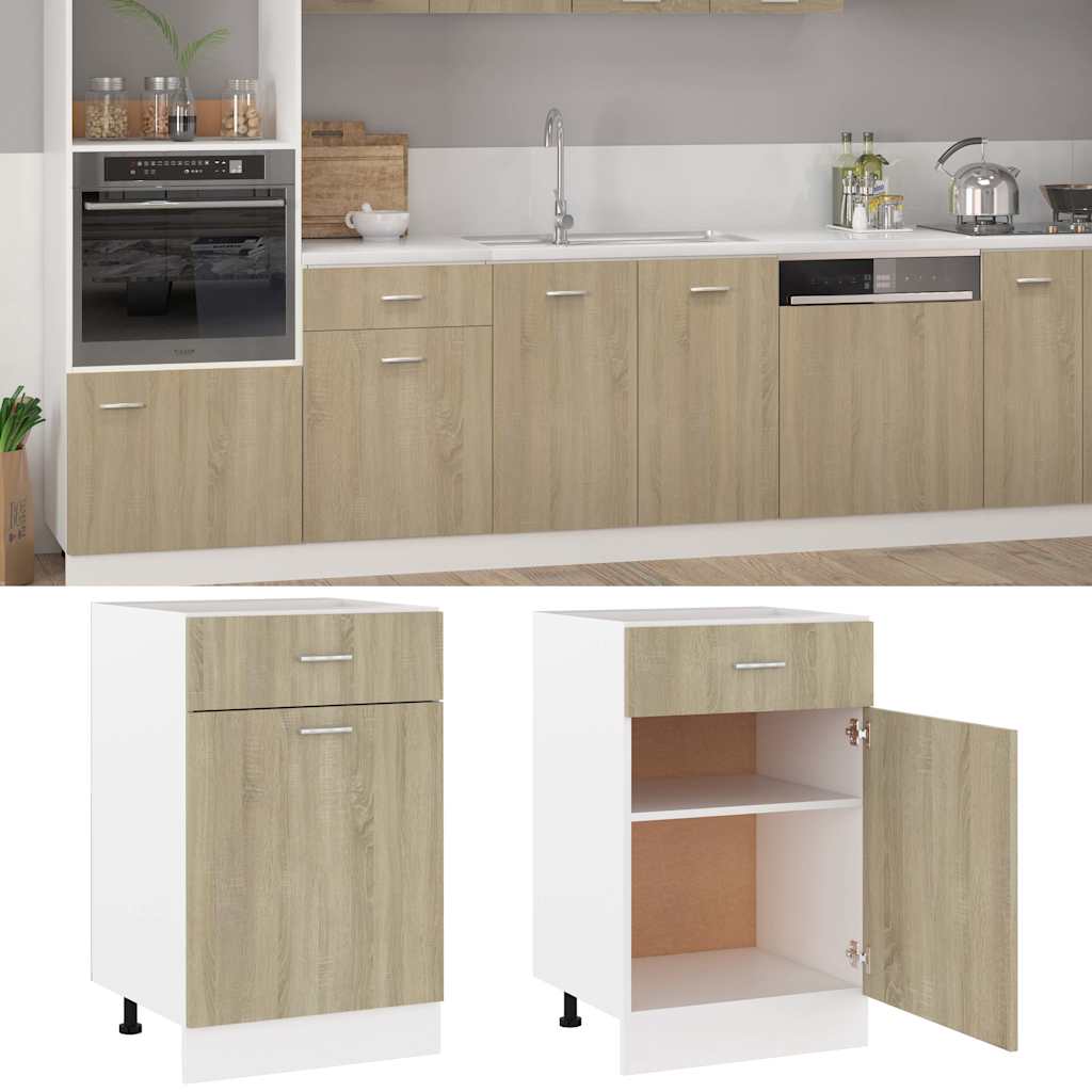 vidaXL Drawer Bottom Cabinet | Sonoma Oak | Engineered Wood | Medium 2