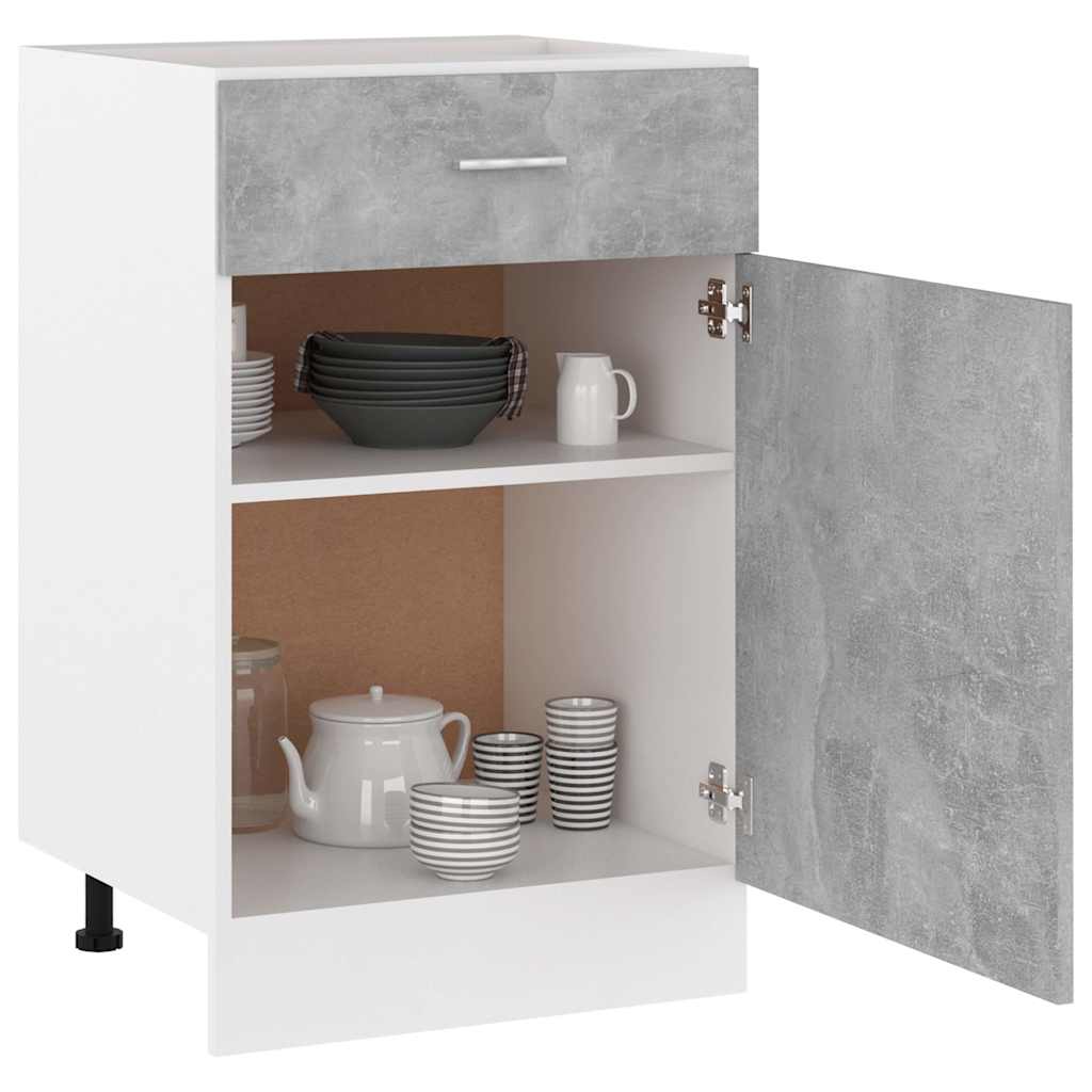 vidaXL Drawer Bottom Cabinet | Concrete Grey | Engineered Wood 4