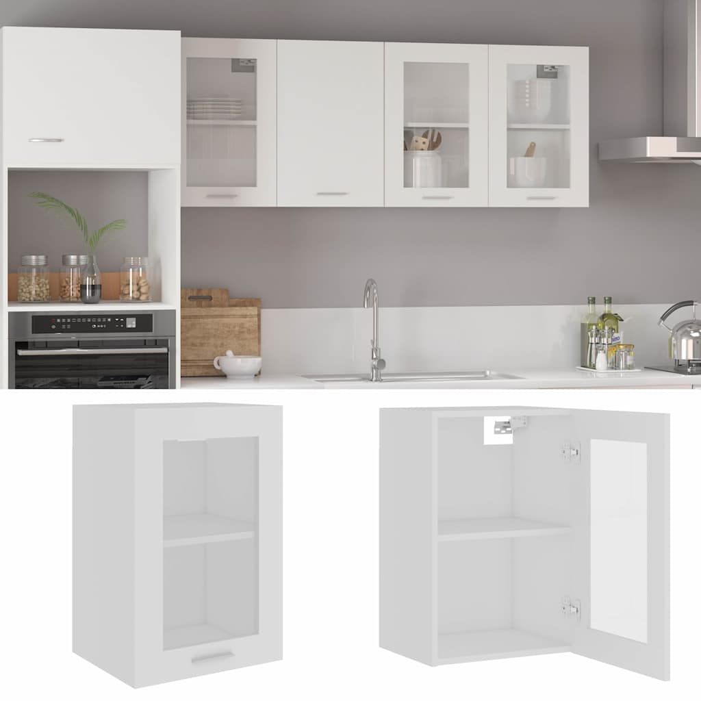 vidaXL Hanging Glass Cabinet | White | Engineered wood, Glass | 60 cm 1