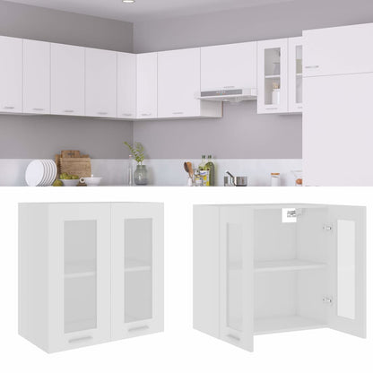 vidaXL Hanging Glass Cabinet | White | Engineered Wood, Glass | Compact 3