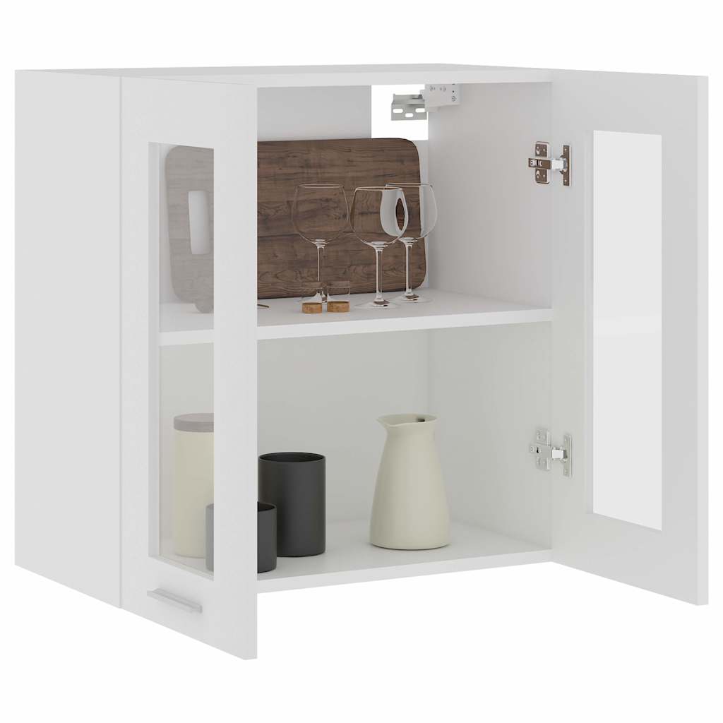 vidaXL Hanging Glass Cabinet | White | Engineered Wood, Glass | Compact 5