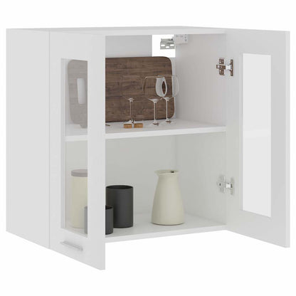 vidaXL Hanging Glass Cabinet | White | Engineered Wood, Glass | Compact 5