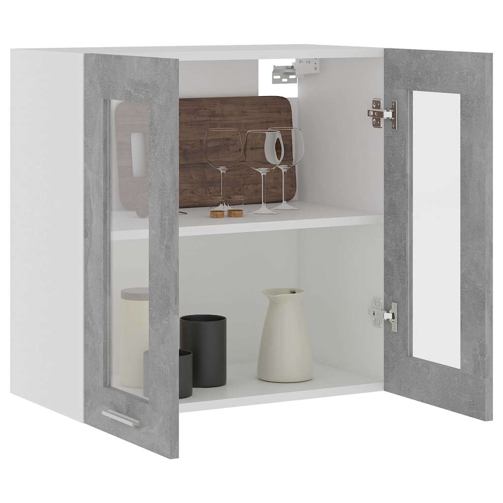 vidaXL Hanging Glass Cabinet | Concrete grey | Engineered wood | Medium 5