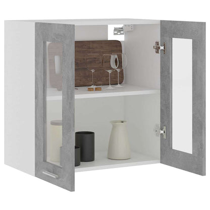 vidaXL Hanging Glass Cabinet | Concrete grey | Engineered wood | Medium 5