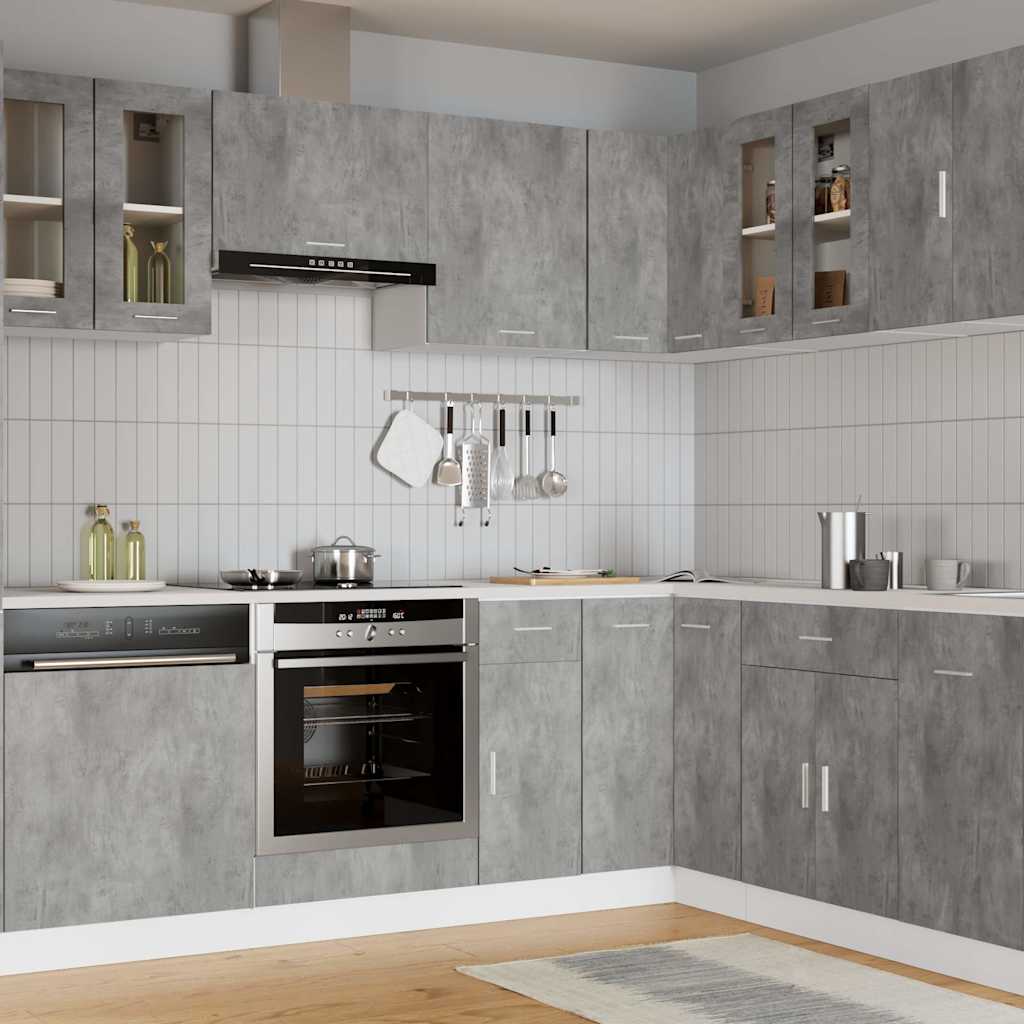 vidaXL Hanging Glass Cabinet | Concrete grey | Engineered wood | Medium 1