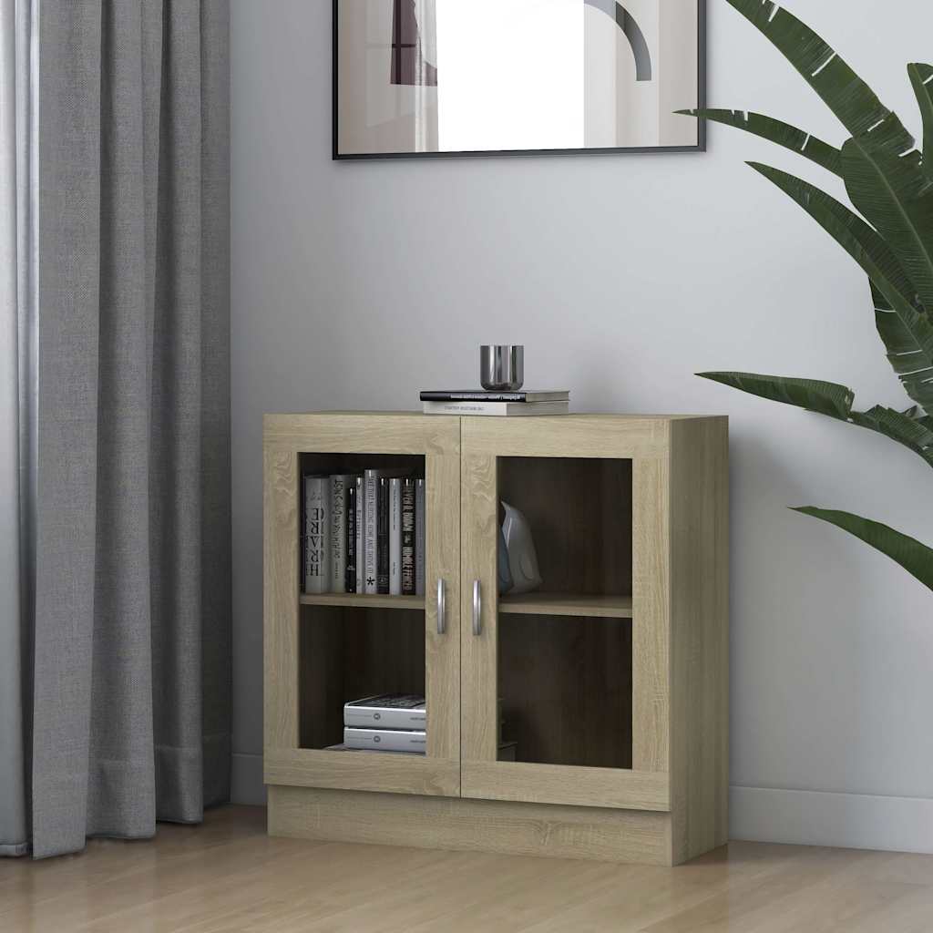 802744 vidaXL Vitrine Cabinet Sonoma Oak 82,5x30,5x80 cm Engineered Wood 1