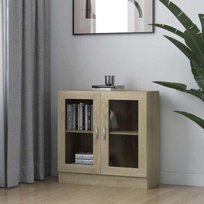 802744 vidaXL Vitrine Cabinet Sonoma Oak 82,5x30,5x80 cm Engineered Wood 1