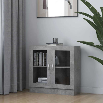 802745 vidaXL Vitrine Cabinet Concrete Grey 82,5x30,5x80 cm Engineered Wood 1