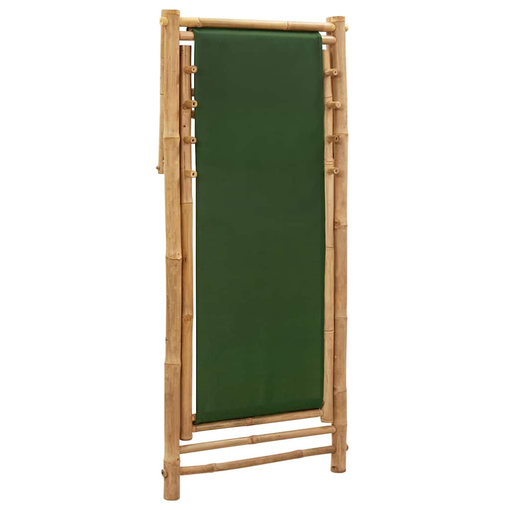 vidaXL Deck Chair Bamboo and Canvas Green 6