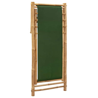 vidaXL Deck Chair Bamboo and Canvas Green 6