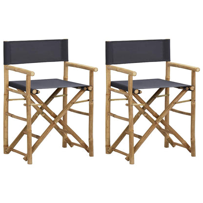 vidaXL Folding Director's Chairs 2 pcs Dark Grey Bamboo and Fabric 1