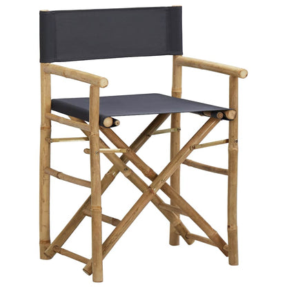 vidaXL Folding Director's Chairs 2 pcs Dark Grey Bamboo and Fabric 2