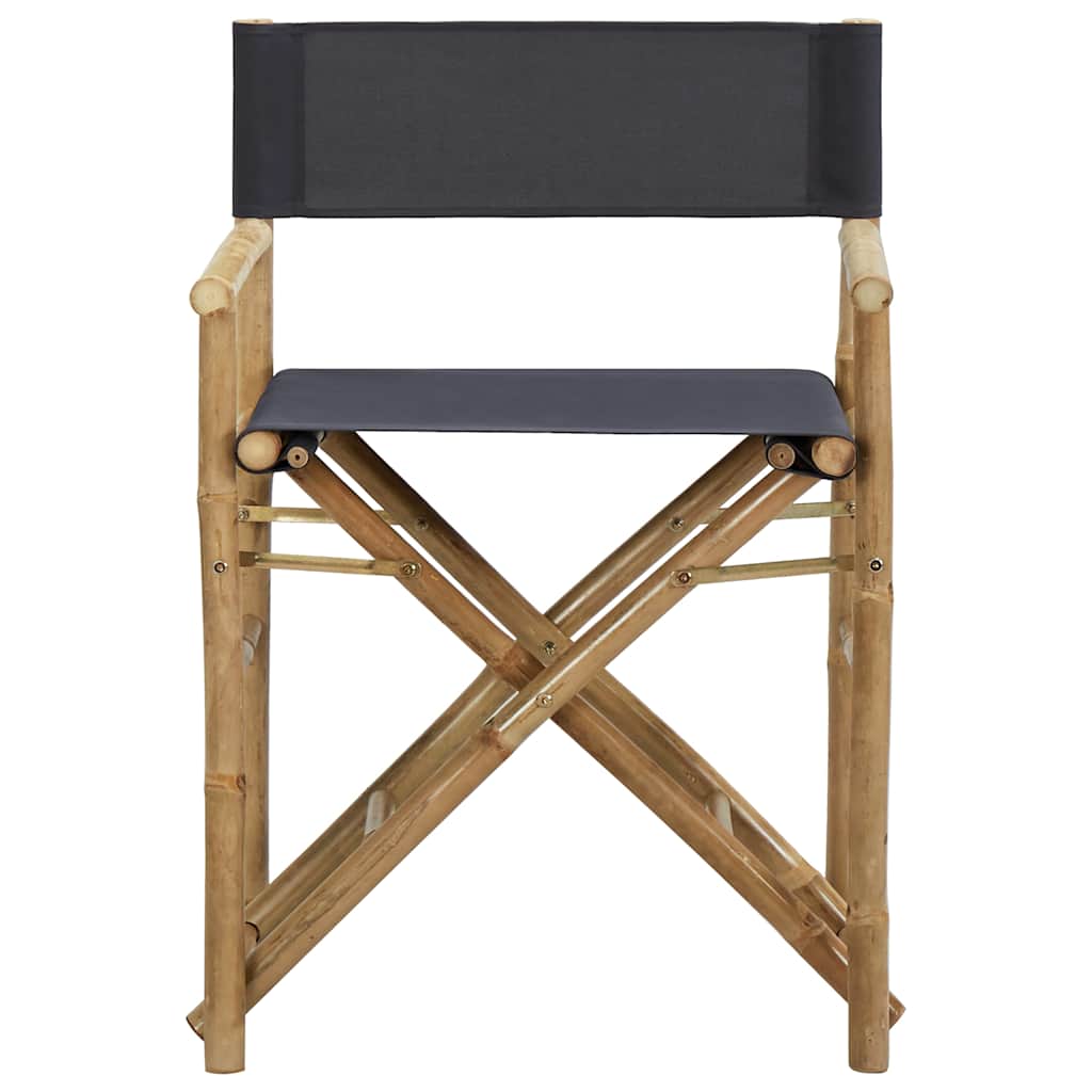 vidaXL Folding Director's Chairs 2 pcs Dark Grey Bamboo and Fabric 3