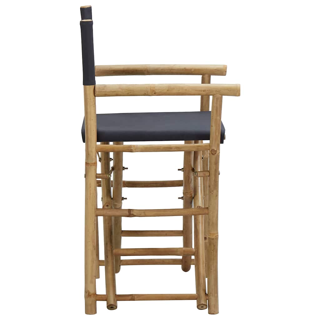 vidaXL Folding Director's Chairs 2 pcs Dark Grey Bamboo and Fabric 4