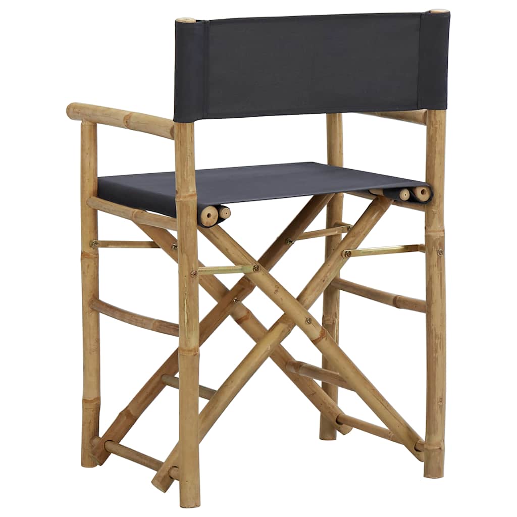 vidaXL Folding Director's Chairs 2 pcs Dark Grey Bamboo and Fabric 5