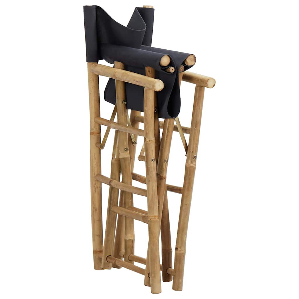 vidaXL Folding Director's Chairs 2 pcs Dark Grey Bamboo and Fabric 6