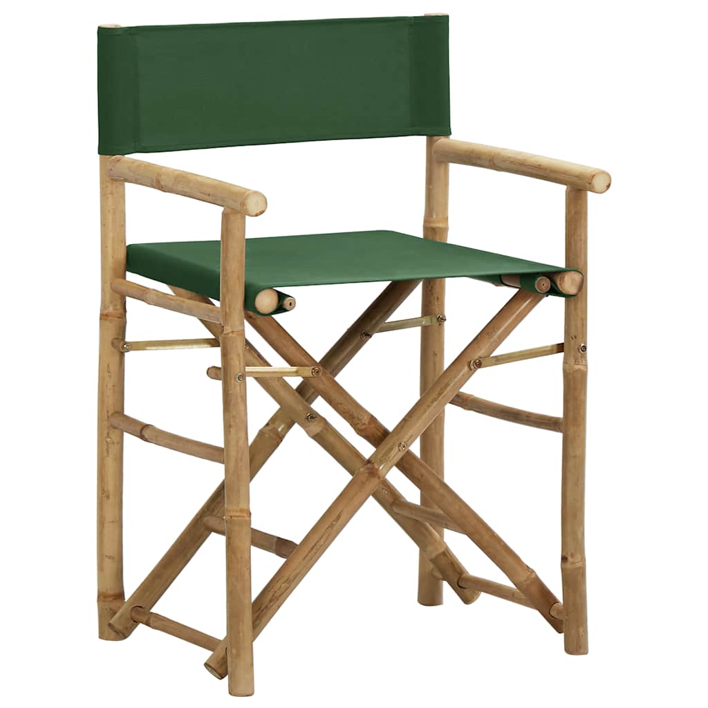 vidaXL Folding Director's Chairs 2 pcs Green Bamboo and Fabric 2