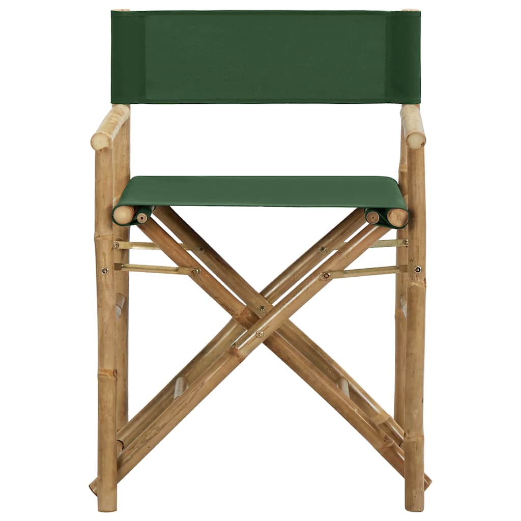 vidaXL Folding Director's Chairs 2 pcs Green Bamboo and Fabric 3