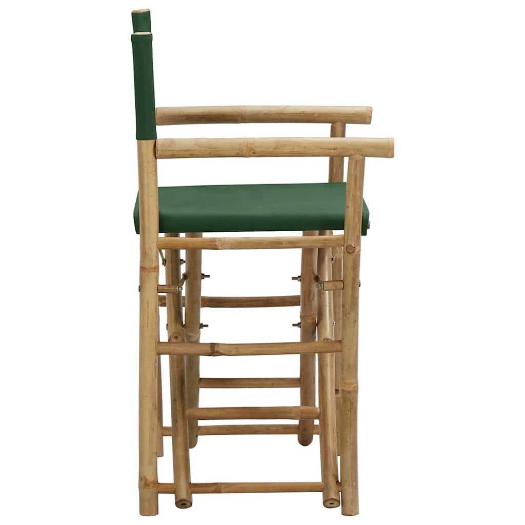 vidaXL Folding Director's Chairs 2 pcs Green Bamboo and Fabric 4