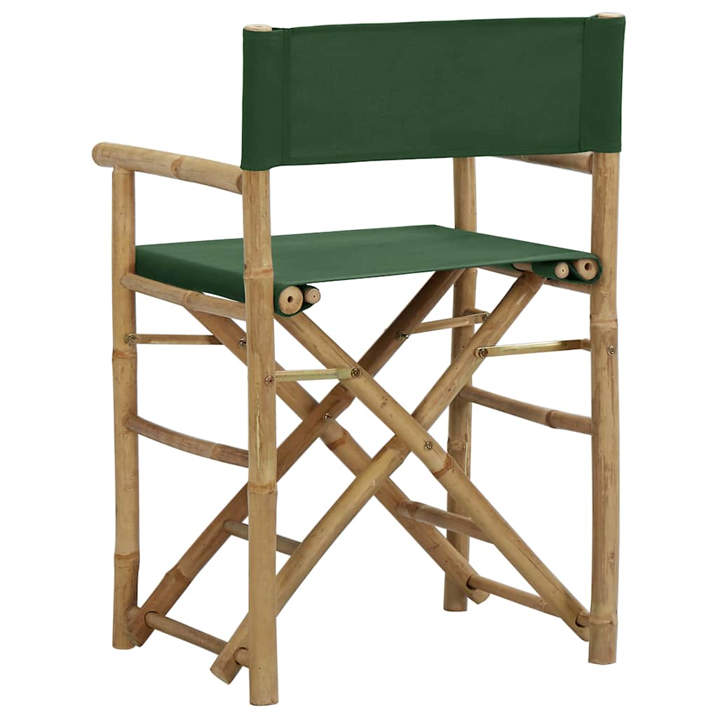 vidaXL Folding Director's Chairs 2 pcs Green Bamboo and Fabric 5