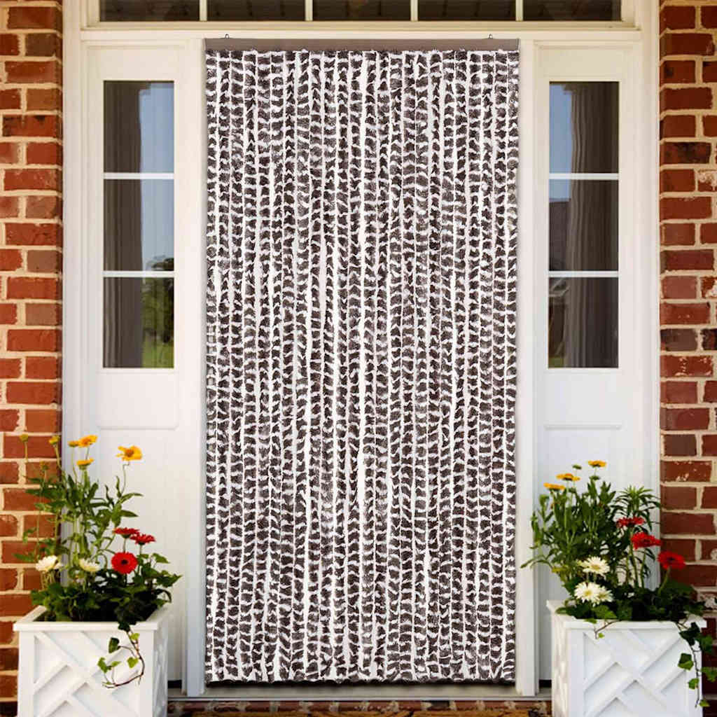 vidaXL Insect Curtain Brown and White 100x220 cm Chenille 1