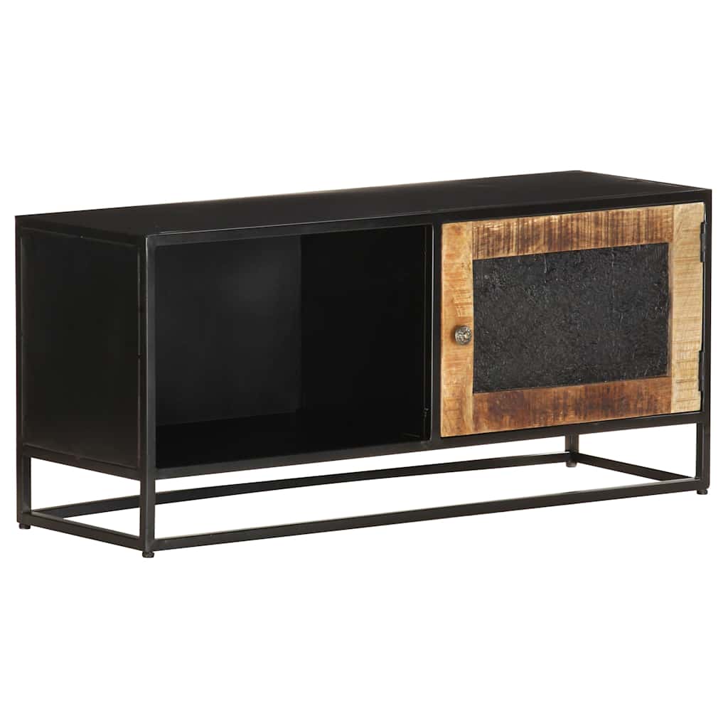 vidaXL Tv Cabinet | Black, Brown | Rough Mango Wood, Iron, MDF | Medium 1