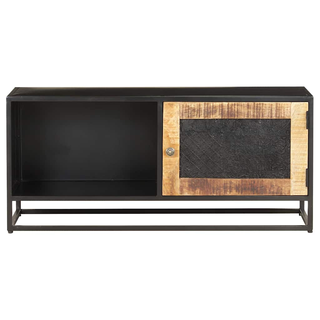 vidaXL Tv Cabinet | Black, Brown | Rough Mango Wood, Iron, MDF | Medium 2