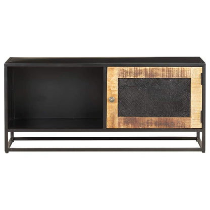 vidaXL Tv Cabinet | Black, Brown | Rough Mango Wood, Iron, MDF | Medium 2