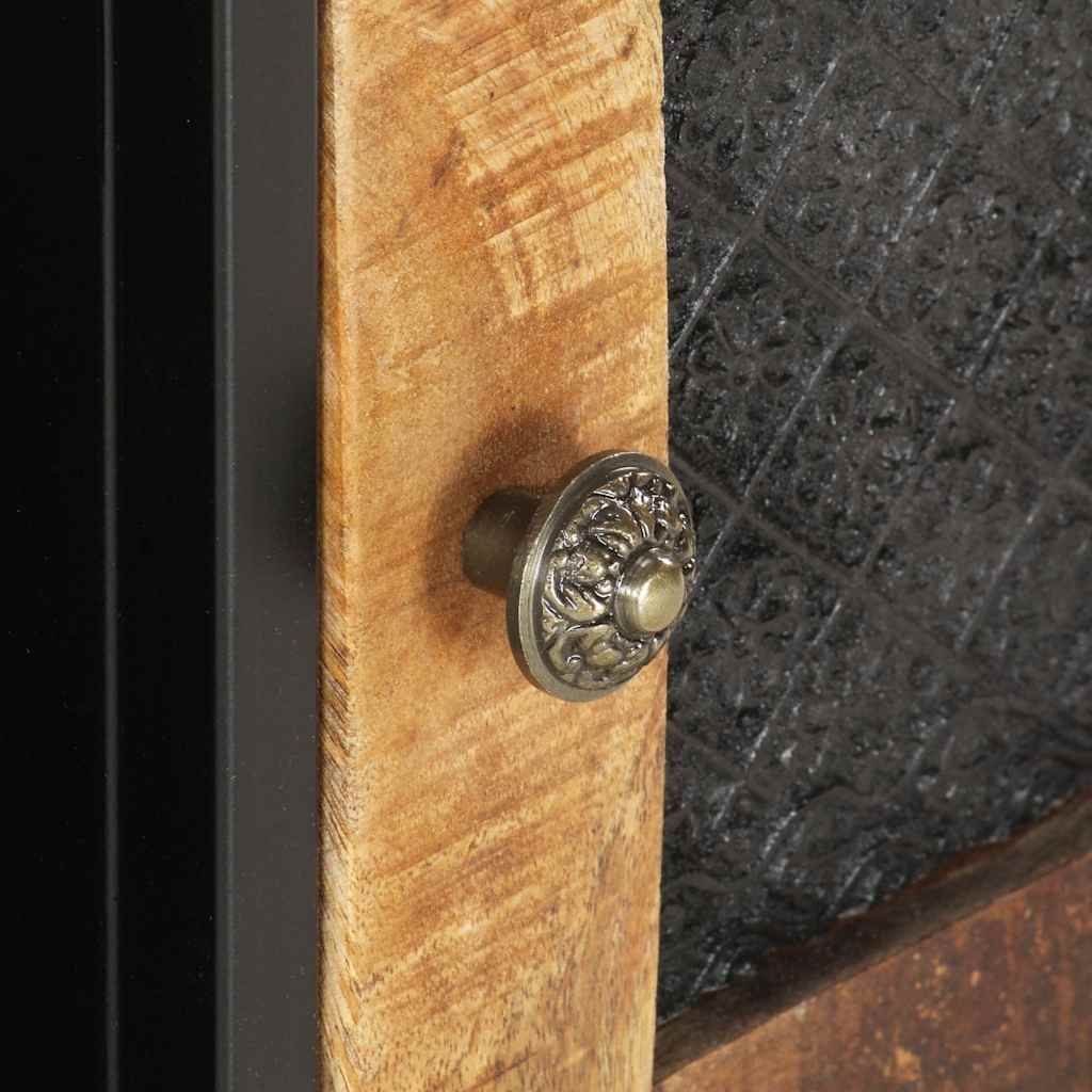 vidaXL Tv Cabinet | Black, Brown | Rough Mango Wood, Iron, MDF | Medium 5