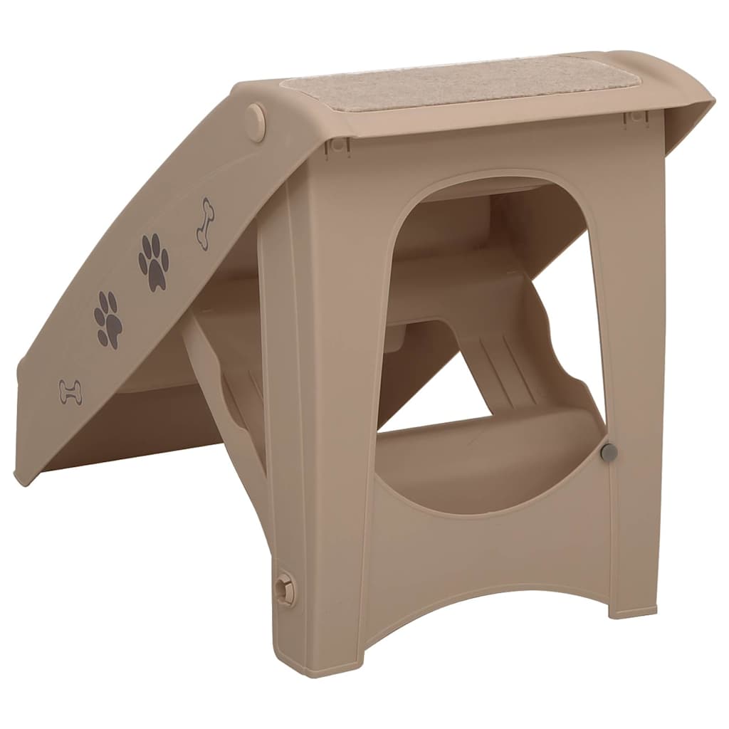 vidaXL Dog Stair | Brown | Polypropylene | 62x40x49.5 cm | Foldable | Dog Stair 5