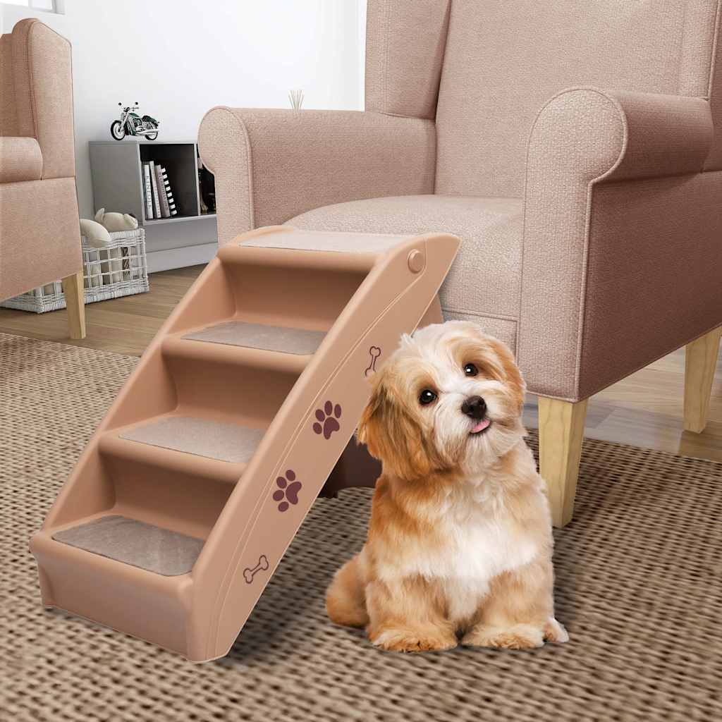 vidaXL Dog Stair | Brown | Polypropylene | 62x40x49.5 cm | Foldable | Dog Stair 1