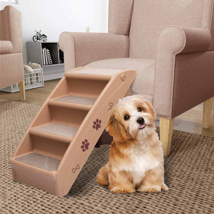 vidaXL Dog Stair | Brown | Polypropylene | 62x40x49.5 cm | Foldable | Dog Stair 1