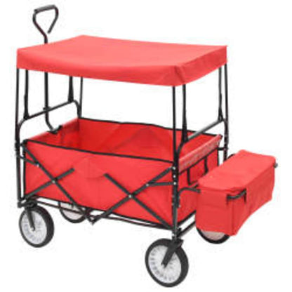 vidaXL Folding Hand Trolley with Canopy Steel Red 3