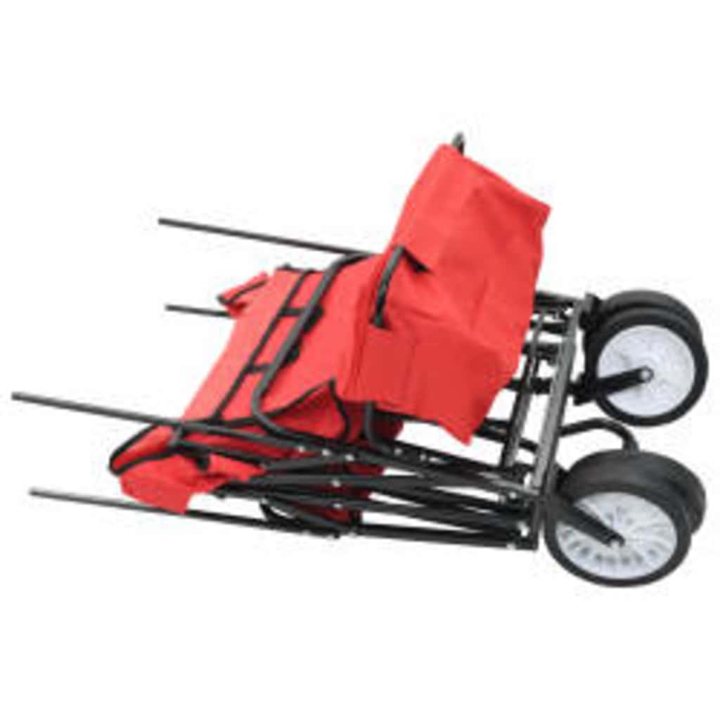 vidaXL Folding Hand Trolley with Canopy Steel Red 5